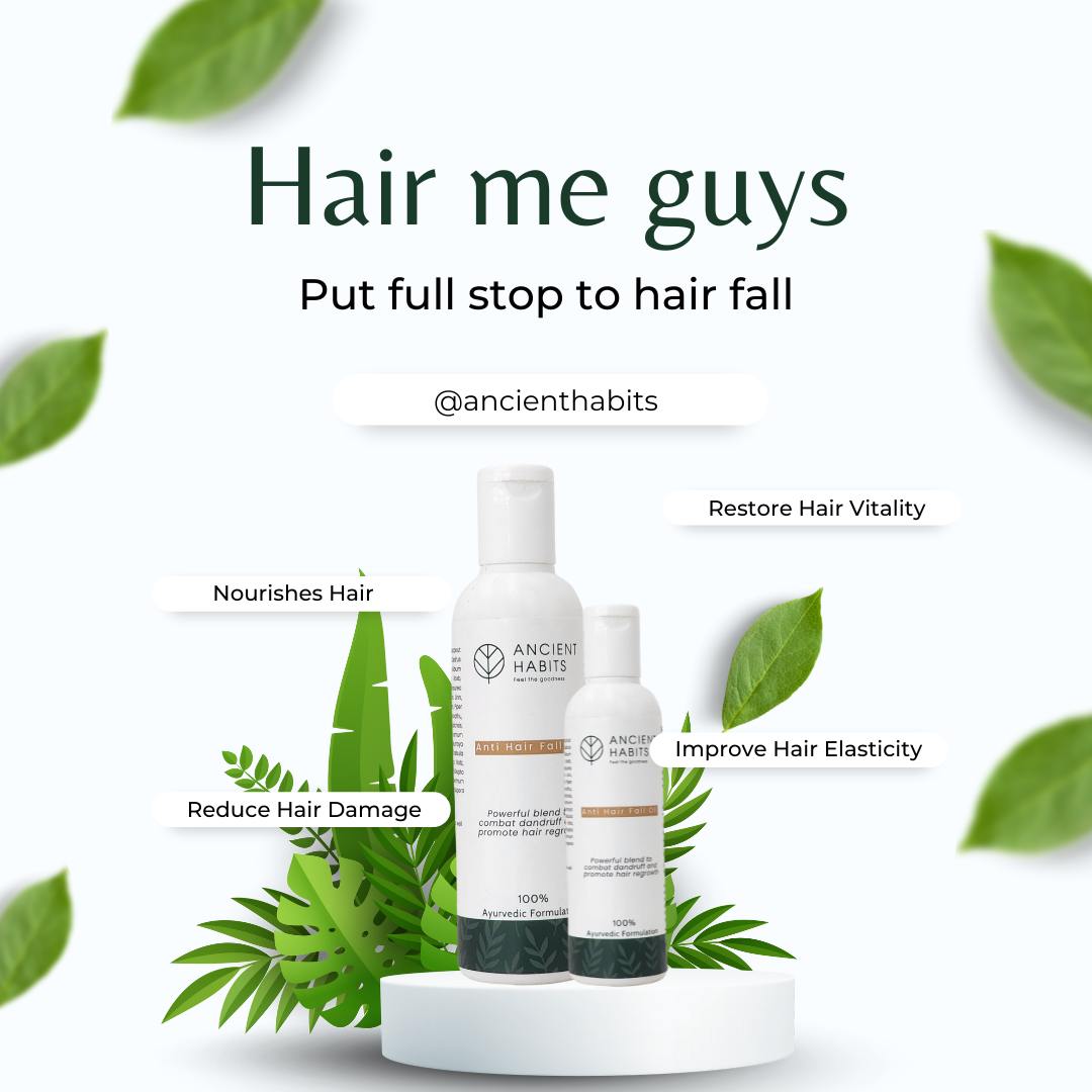 Struggling with hair fall, breakage, or dullness Ancient habits has the answer! ✨Our hair oil is